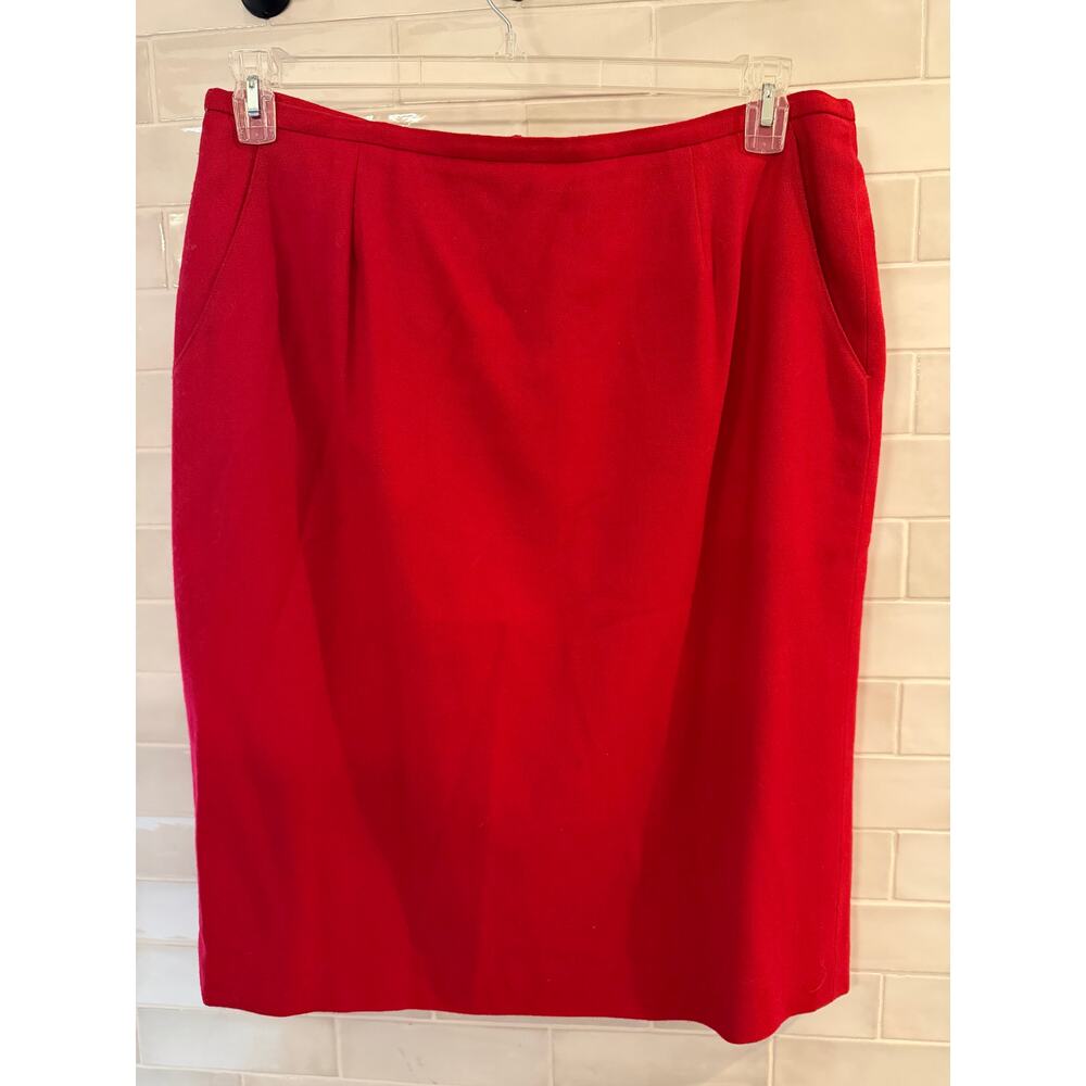 Pendleton Red 100% Virgin Wool Pencil Skirt 18W Lined Vintage USA Made 80s